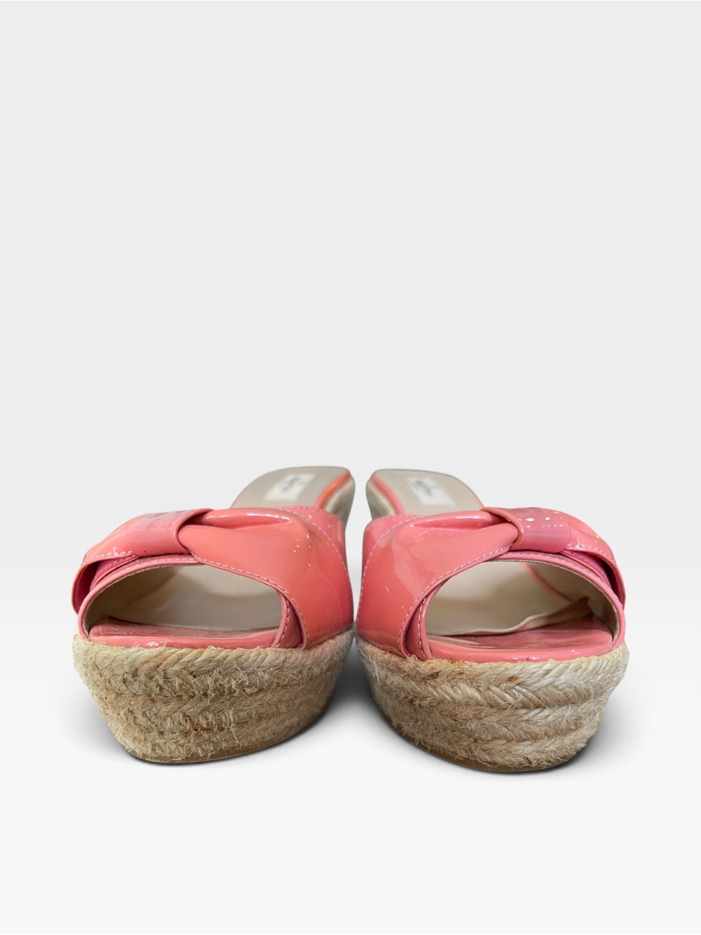 Valentino Mena Bow Patent Leather Wedge Espadrille Womens 8.5 39 Slide Sandals - Picture 9 of 13